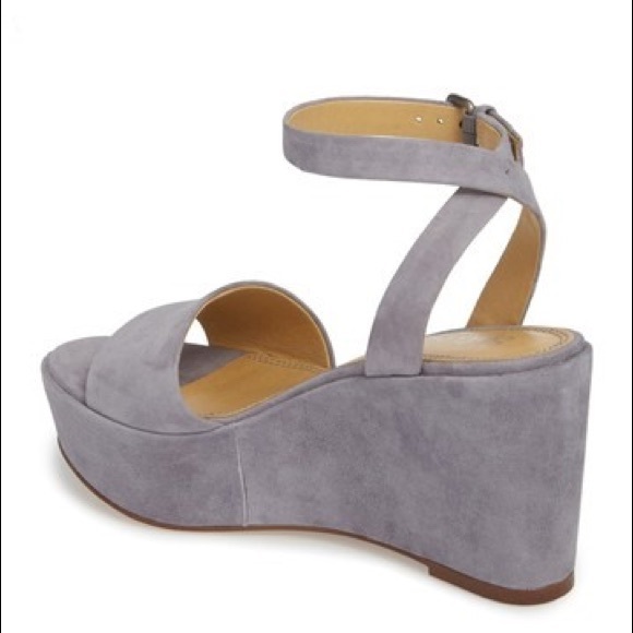 NWT Splendid Felix Grey Lavender Suede Platform Wedges 10 - Picture 3 of 6